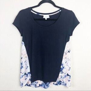 Anthropologie Deletta Blue Floral‎ Modal Knit Top
